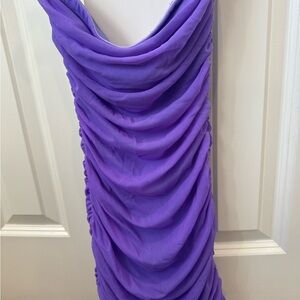Elegant Purple Draped Dress